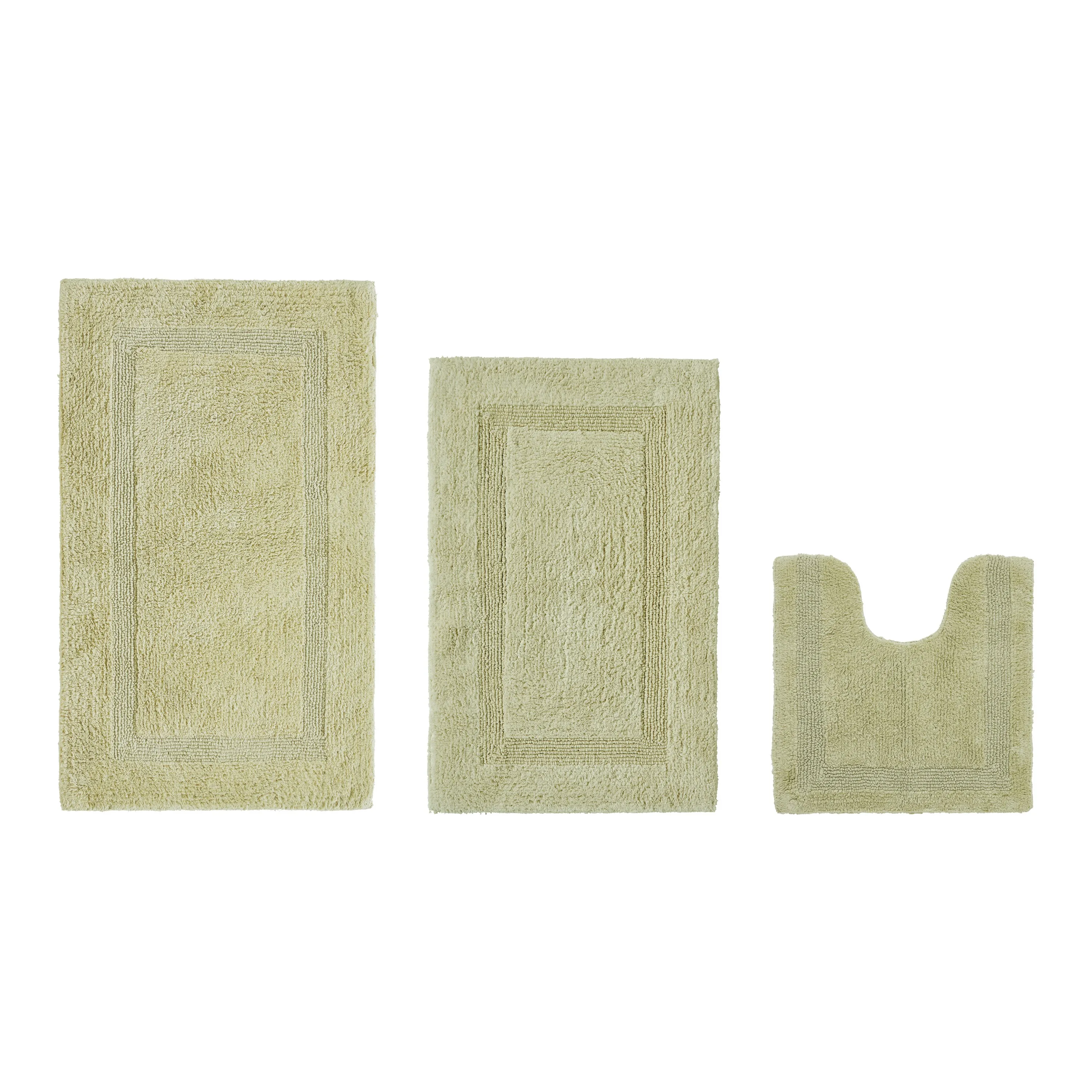 

Luxury 3 Piece Bathroom Rugs Set 100% Cotton Bath Rug Soft, Water Absorbent, Reversible, Machine Washable for Bathroom Decor Toi