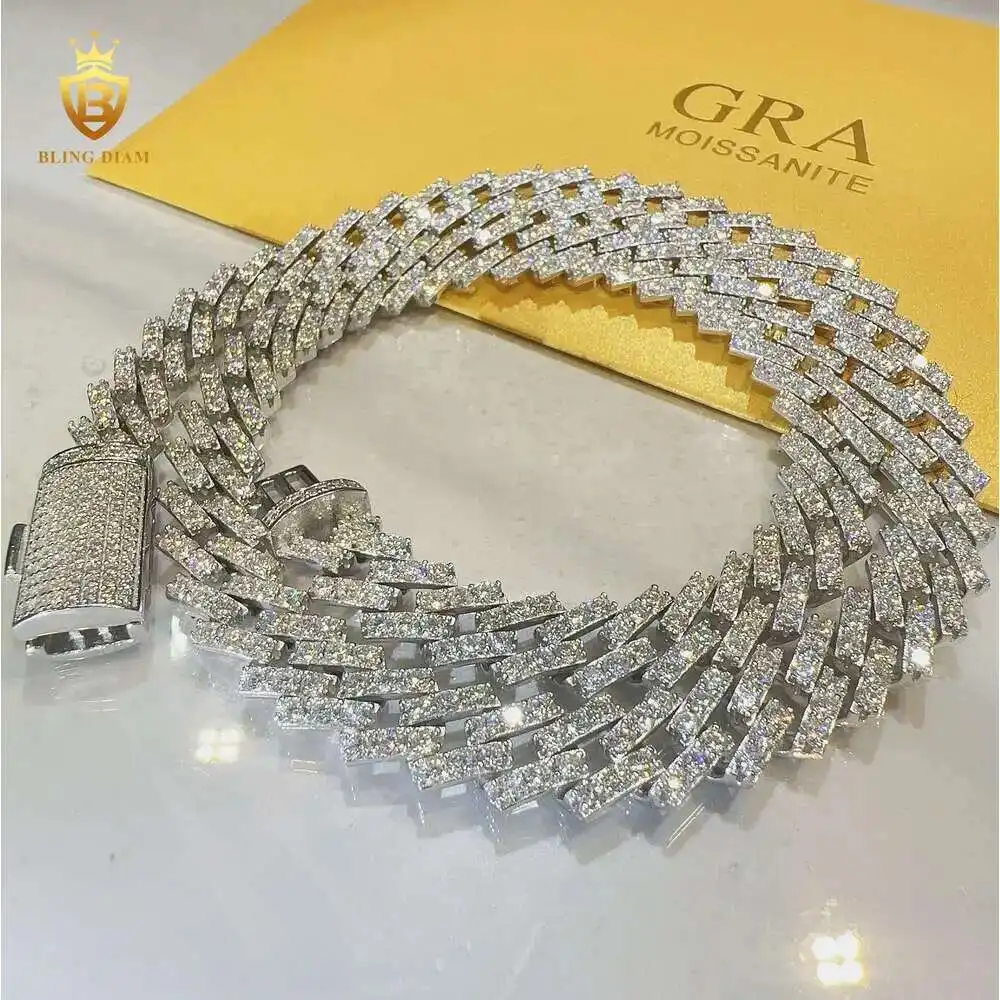 

Ювелирное ожерелье 8 мм 10 мм 13 мм Iced Out Cuban Link Chain 1 Row Vvs Муассанит Кубинские цепочки для мужчин