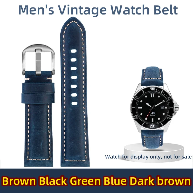 

Men's Vintage Watch Belt For Panerai Pam111 441 24mm 26mm strap SEIKO TISSOT Heuer 20mm 22mm strap Bracelet Brown Black Green