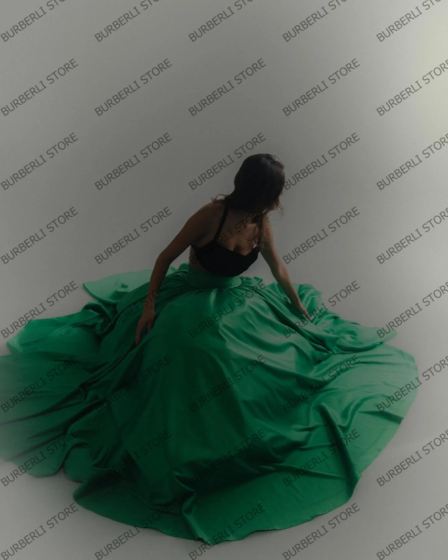 Chic Satin Long Prom Party Skirts Elegant Green Taffeta A Line Women Summer Skirt Floor Length Satin Celebrity Skirts