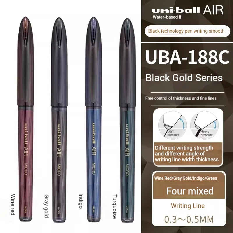 Uni Ball AIR Black Tech Gel Pens 0.5 Resin Wrapped Nib Large Capacity Straight Liquid Water Pen Simple Drawing Writing Supplies