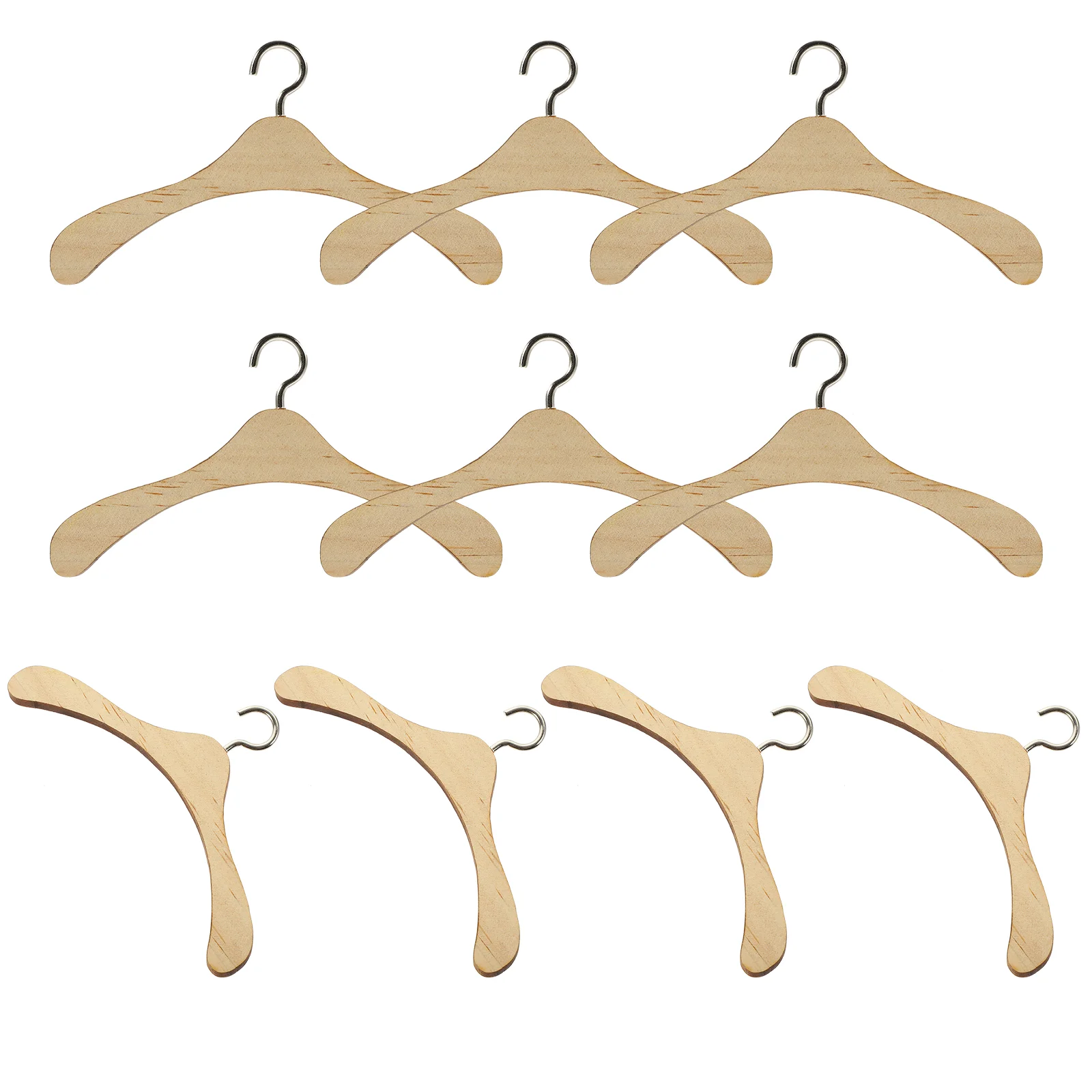 10 Pcs Bjd Hanger Salon Home Supplies 10pcs (12cm Hanger) Toddler Dolls Hangers Clothing Holders Wooden Min Model