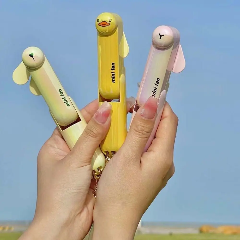 Portable 3 Speeds Mini Folding Fan USB Charge Table Desk Keychain Fan Kawaii Cooling Handheld Fan Home Office view 2