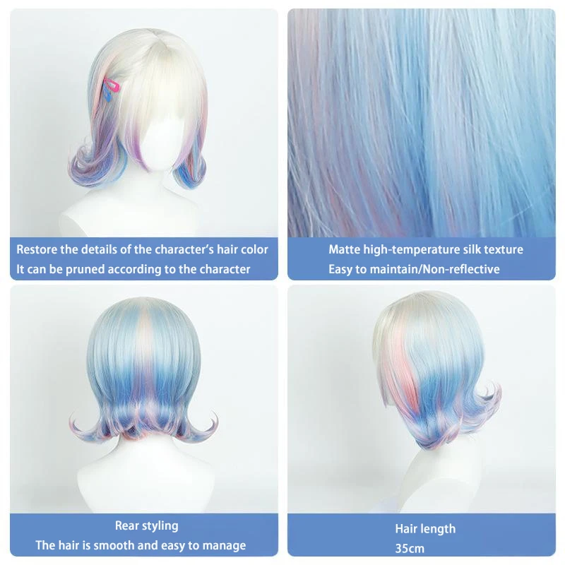 Le mercredi, Enid Sinclair a cosplay d'un cheveux courts bouclés de 14 pouces avec un dégradé de blanc cassé pour la fête de carnaval d'Halloween