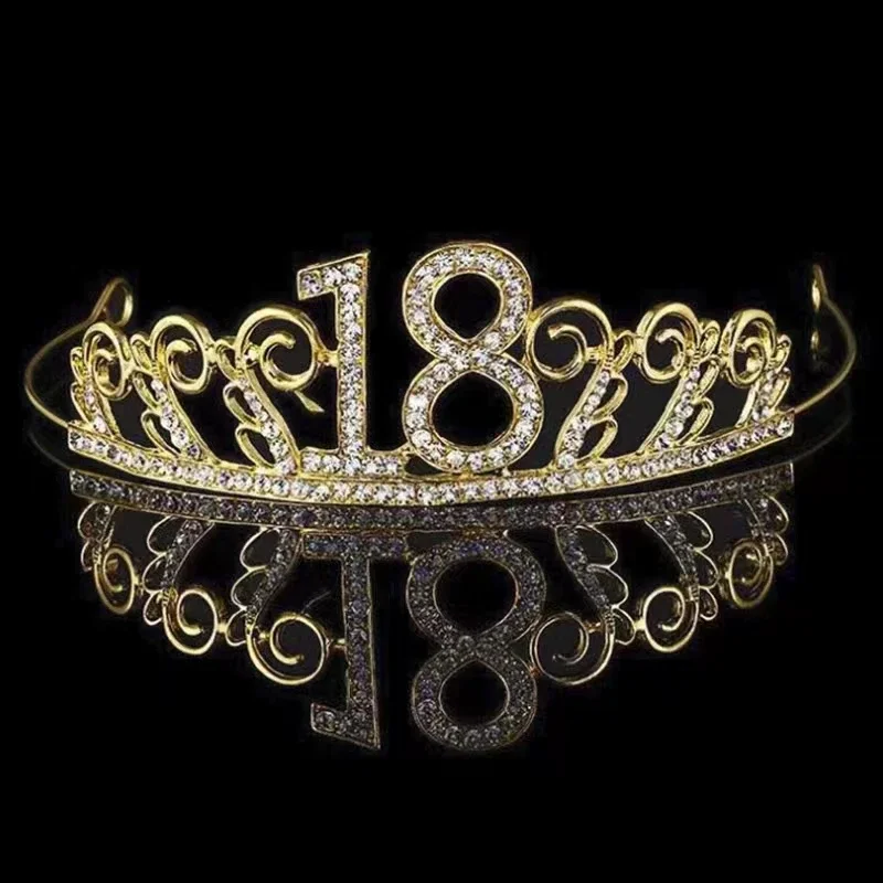 Bridel Crystal Crown for Women 18th Birthday Party Gold Silver Color Wedding Rhinestones Diadem Tiara Hair Jewelry Accessories