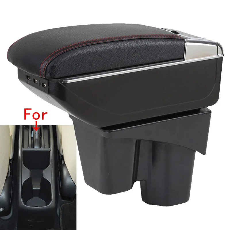 

For Honda City Armrest Box For Honda New City Car Armrest Heighten Double layer Storage box Retrofit Car Accessories With USB