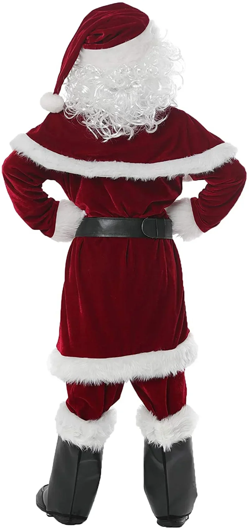 Costume da Babbo Natale di Natale Costume cosplay di Natale per adulti Set di fantasia in velluto rosso deluxe Costume da uomo per festa di Natale S-XXL