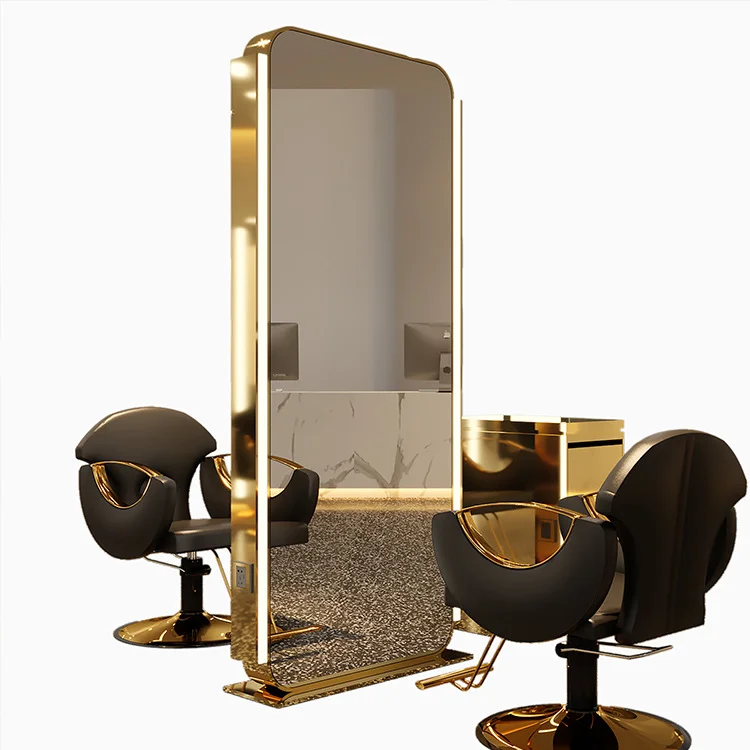 

Dressing Double-sided Salon Furniture Light Smart Cheap Barber Beauty Led Full Length Salon Mirror