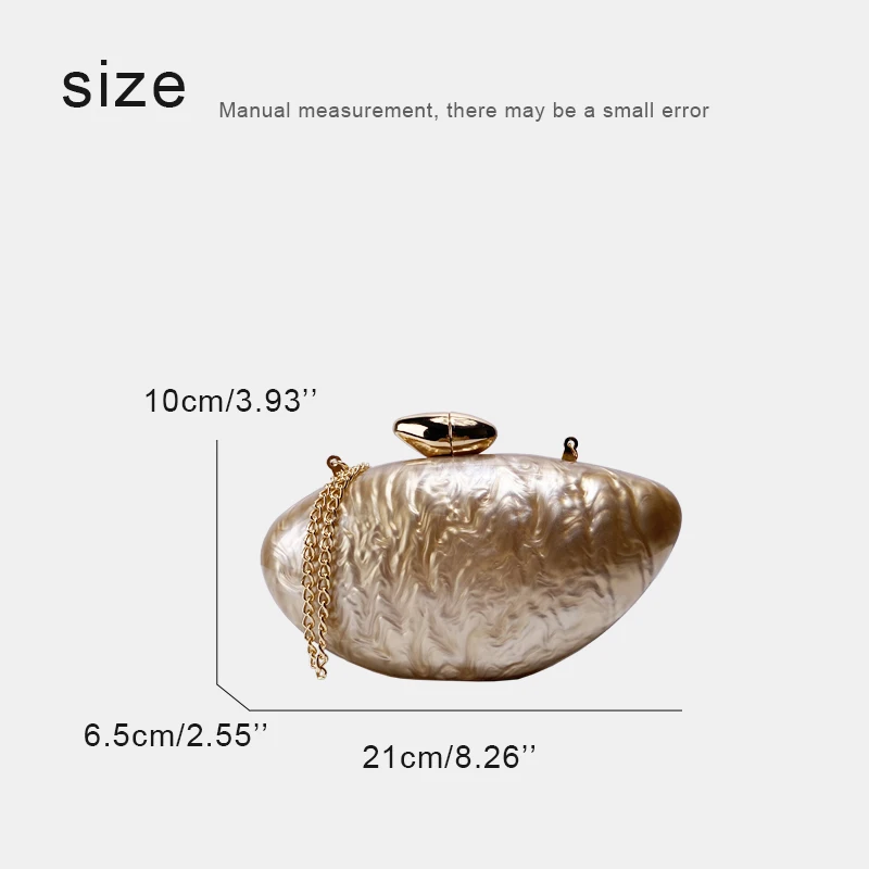 Eggshell Type Evening Bags For Women Luxury Designer Handbag And Purses 2024 New In Acrylic Mica Texture Sequined Chain Shoulder