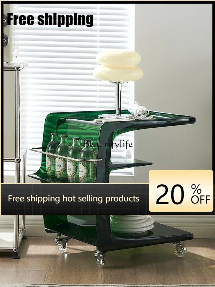 

x4 Medieval sofa acrylic cart movable bedside cream wind medieval small coffee table