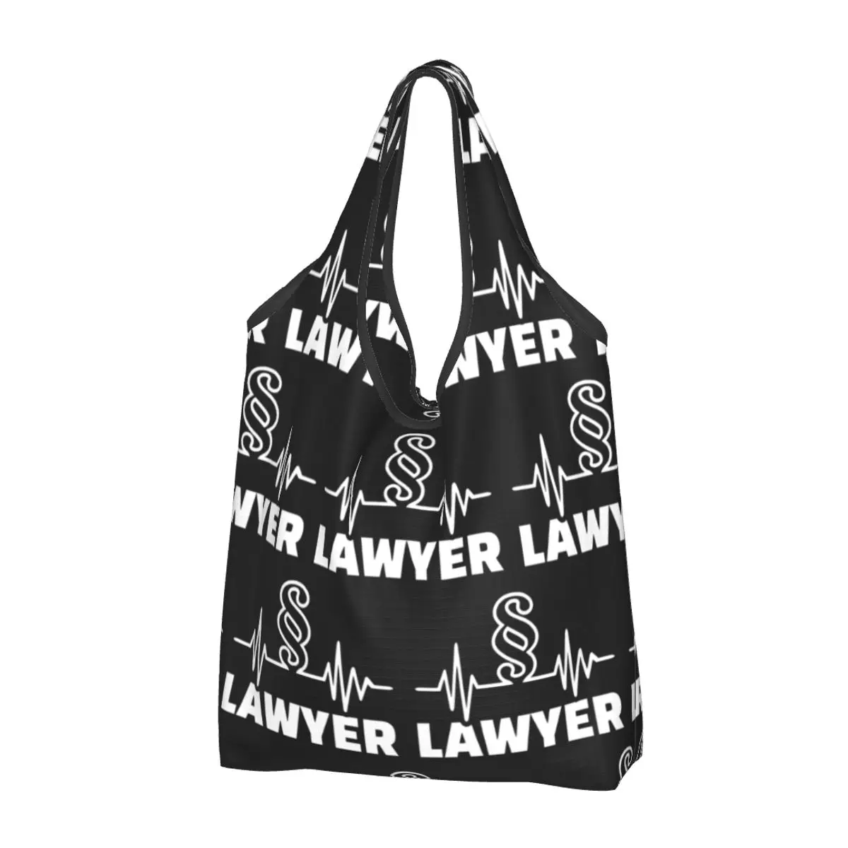 Kawaii Funny Law Gift Lawyer Heartbeat Shopping Tote Bags Portable Groceries Shoulder Shopper Bag