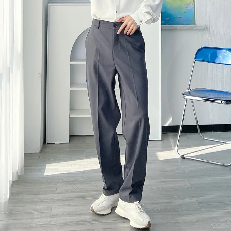 2026 Summer Men's Straight Leg Pants Casual Loose Fit Business Trousers Lightweight Breathable Suit Pants with Drape
