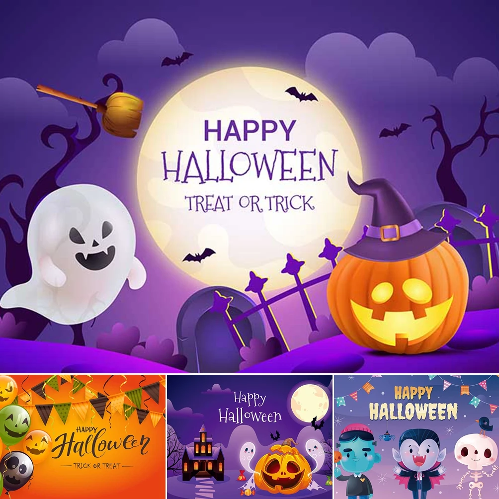 

MOON.QG Halloween Decorations Backdrop Full Moon Zombies Ghost Photo Background Baby Shower Photozone Baby Shower Boy Decoration