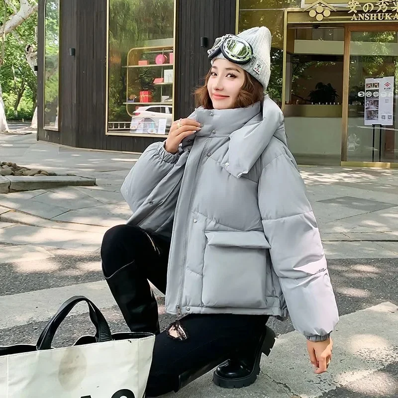 2025 여성 겨울 파카 신상 두꺼운 스트릿웨어 후드 여성용 다운 코튼 재킷 편안한 심플 숏 여성 따뜻한 코트