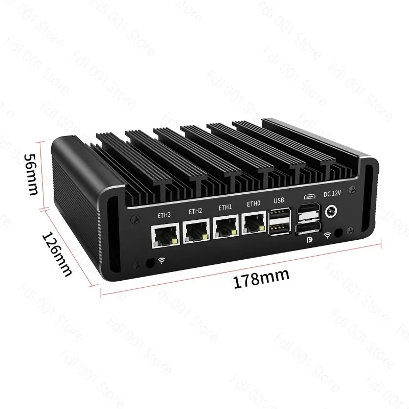 12th Gen Embedded Industrial Mini PC N150 N305 Quad Core M.2 SSD Low Power RS485 RS232 4K Fanless Soft Router Computer