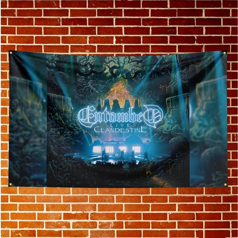 Entombed Music Flag Banner For Fan Cave Watch Party Tailgate Gathering Indoor Outdoor Backyard Home Festival Ornament Supply