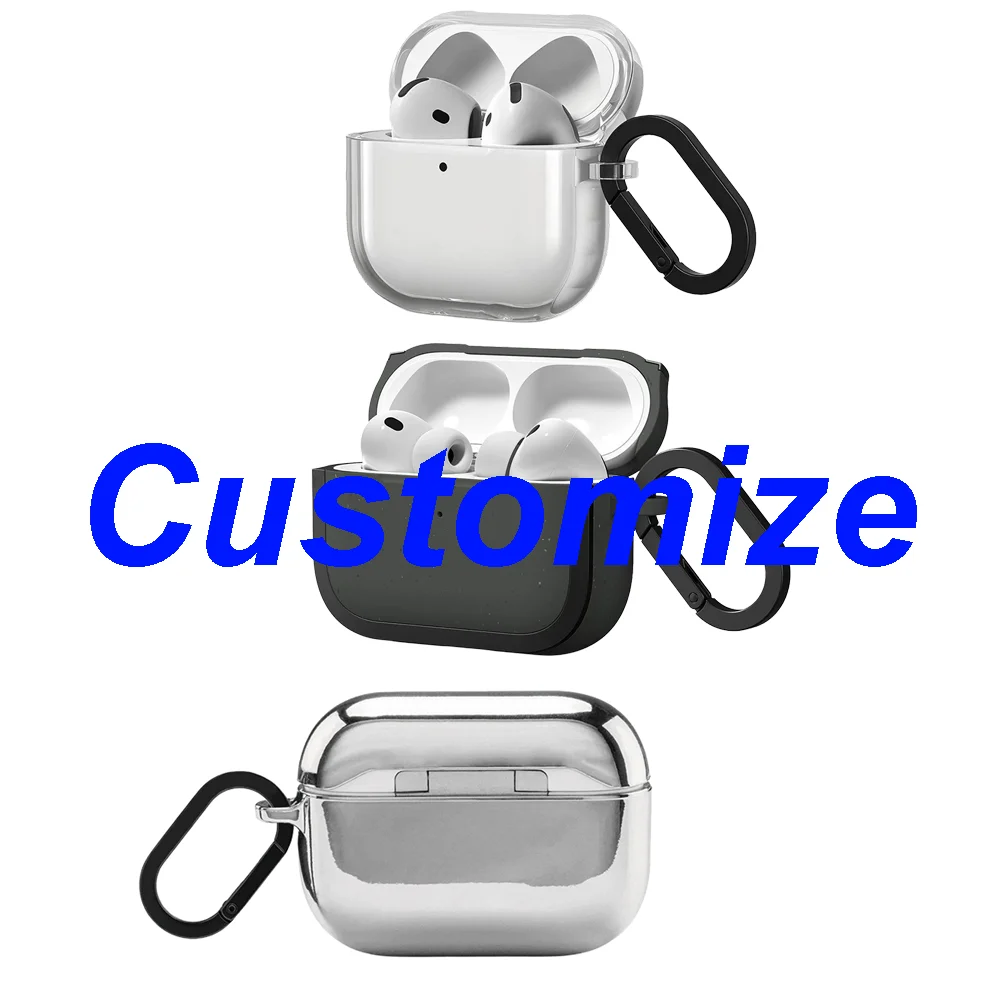 Custom TPU / Matte / Silver Protective Case with Hook for AirPods 4 Pro3 Pro Earbuds Charging Box Cover