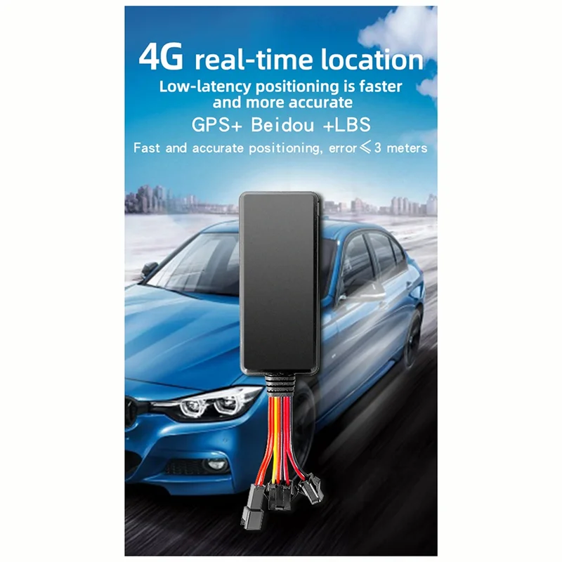 A52T4G Car GPS Tracker Real Time Anti-Lost Locator Positioner with Emergency SOS Alarm Remote Control Bike Motorcycle(C)