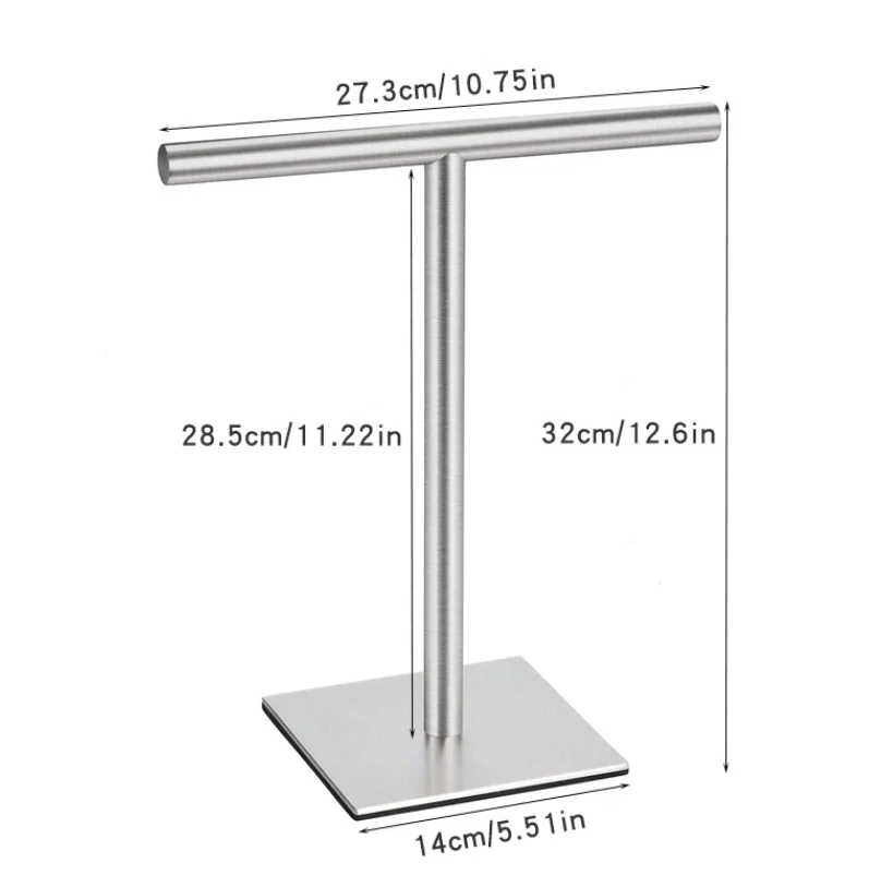 Bathroom towel rack 304 stainless steel vertical hand towel rack Hotel movable countertop rack T-shaped towel bar