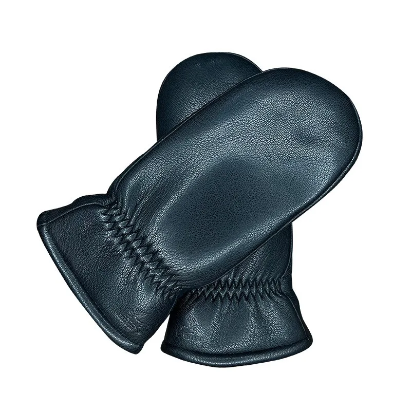 Processing Custom Russian Cross-border Men's Winter Warm Thickened Sheepskin Leather Fur Integrated Lining Gloves