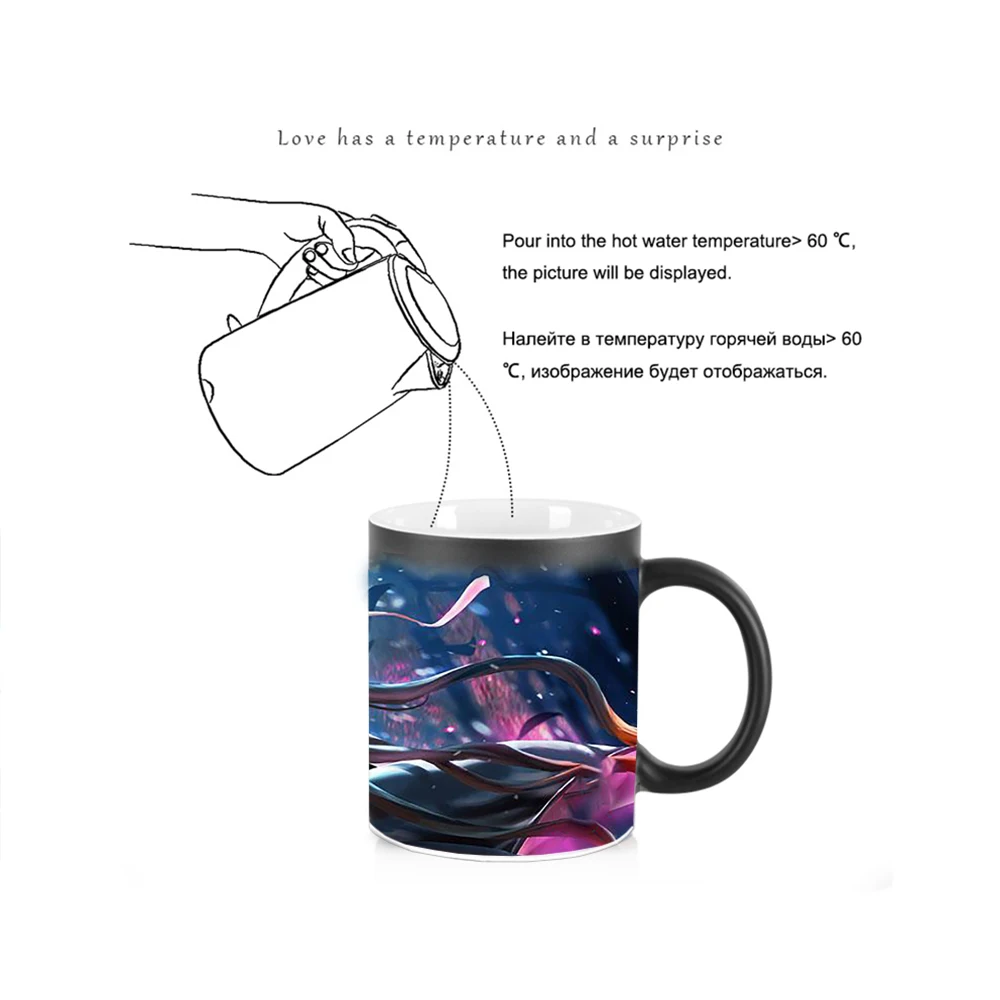 Coffee Mug Anime Cup Sexy Chest Girl Heat Sensitive Cup BSKT-122 Sublimation Blanks Color Change Cups Drinkware Ceramic Mugs Bar