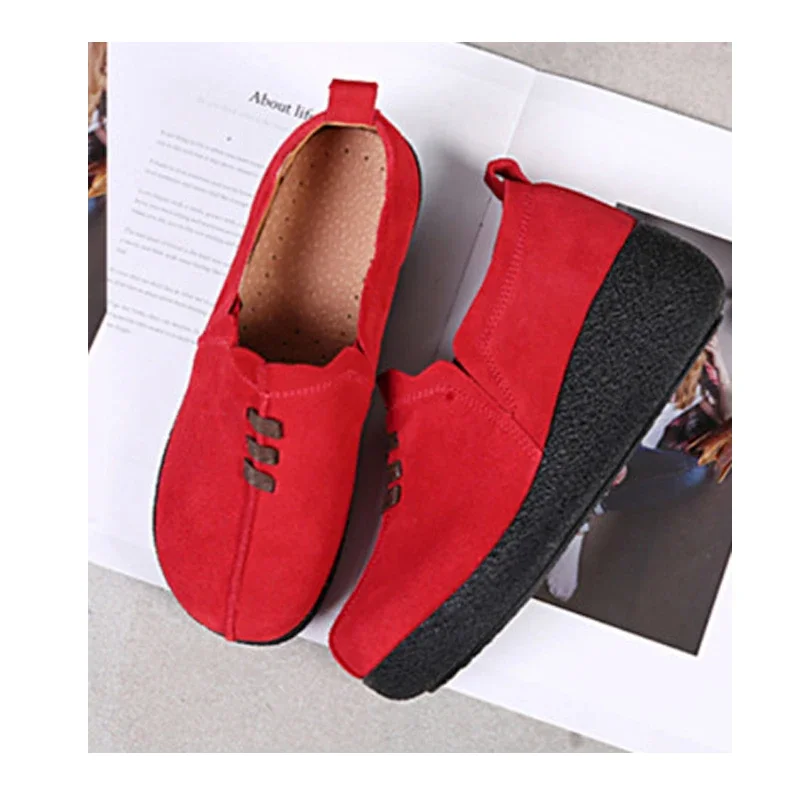 TIMETANG Women Flat Platform Coin mocassini in pelle scamosciata Slip On Ladies Spring Shoes Flats Women Creepers Sneaker