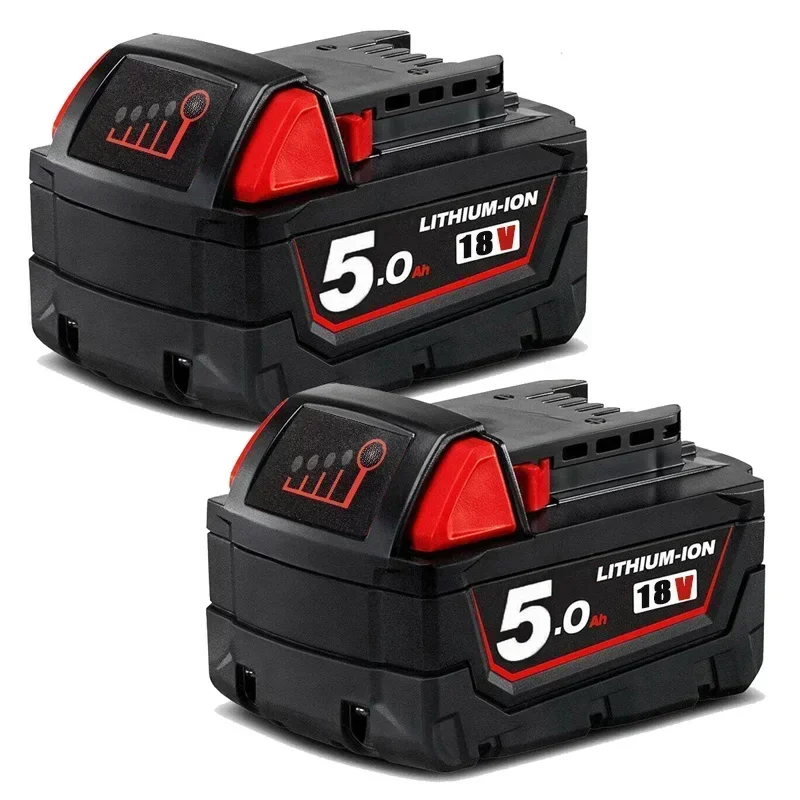 5.0Ah 6.0Ah 18V M18 Rechargeable Battery Replacement for Milwaukee M18B Lithium XC 48-11-1850 48-11-1862 48-11-1840 48-11-1828