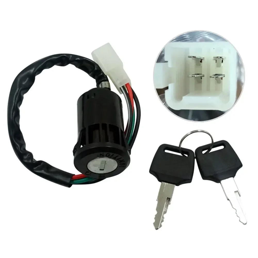 Universal Motorcycle Ignition Switch with 2 Keys, Plastic On/Off Replacement Parts for Scooter, ATV, Quad, Dirt Bike Accessories