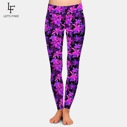 LETSFIND Beautiful Flowers Style  Lilies Printing High Quaility Leggins High Waist Elastic Slim Workout Leggings