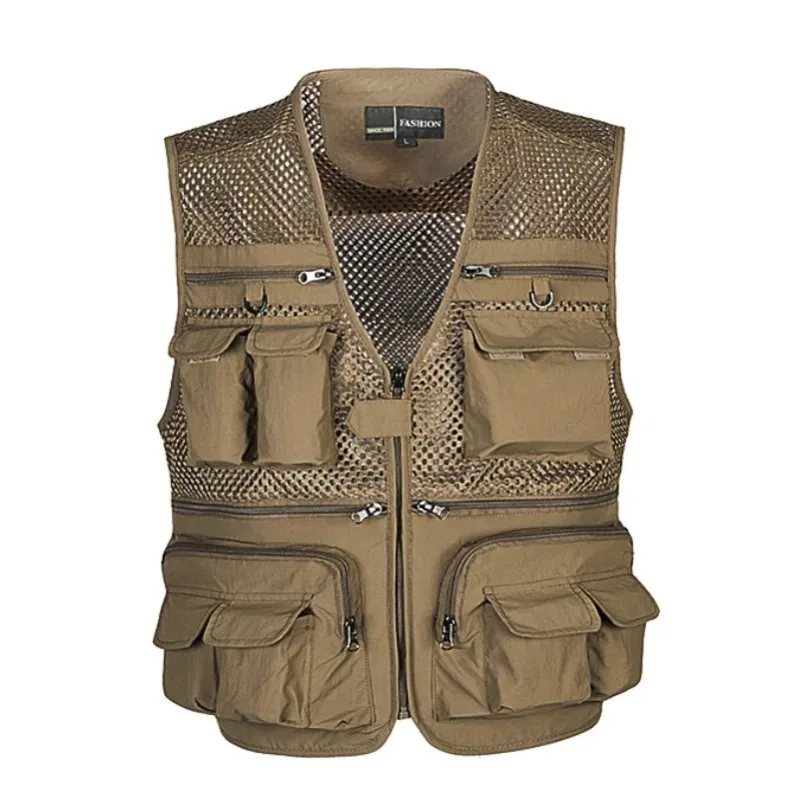 

Mens Vest Tactical Outdoor Webbed Gear Coat Summer Fishing Waistcoat Men Tool Multi-Pockets Mesh Work Sleeveless Jacket Male