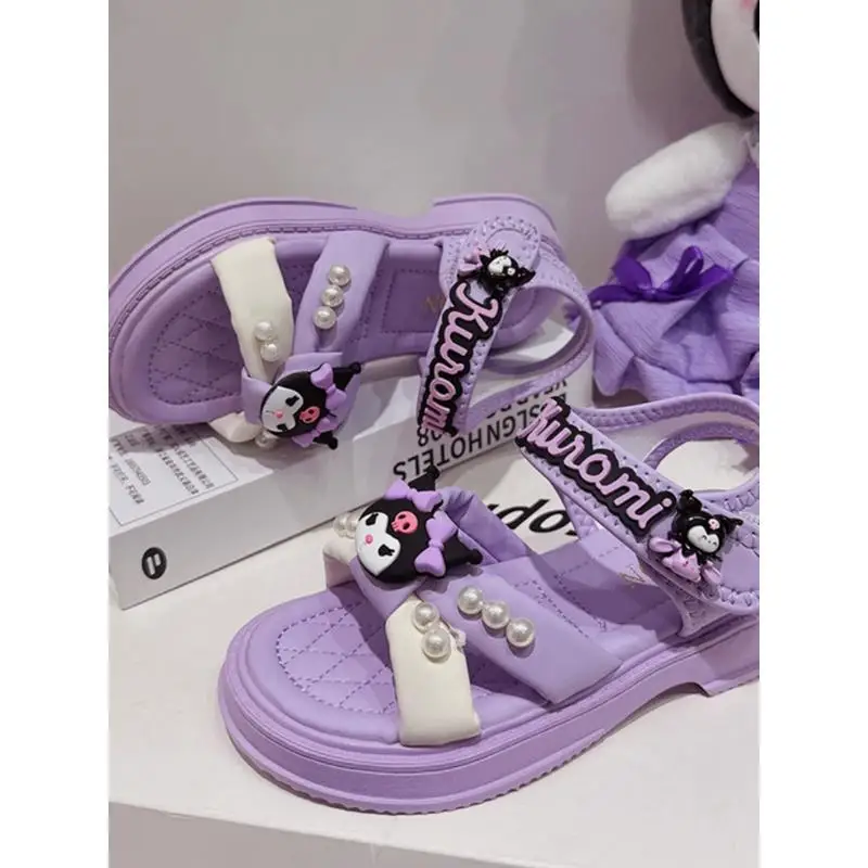 Sandales de princesse violettes à semelle souple pour petite fille, chaussures de sport, de plage, moyen et grand, pour enfant, nouvelle collection été 2024