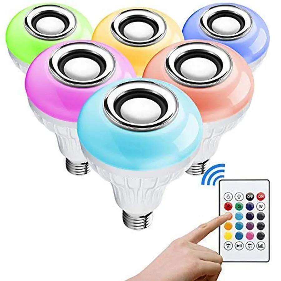 Bluetooth Music Remote Control E27 LED Bulb with Speaker RGB Color Changing Light Bulb LED Lamp Bedroom Party Christmas Decor