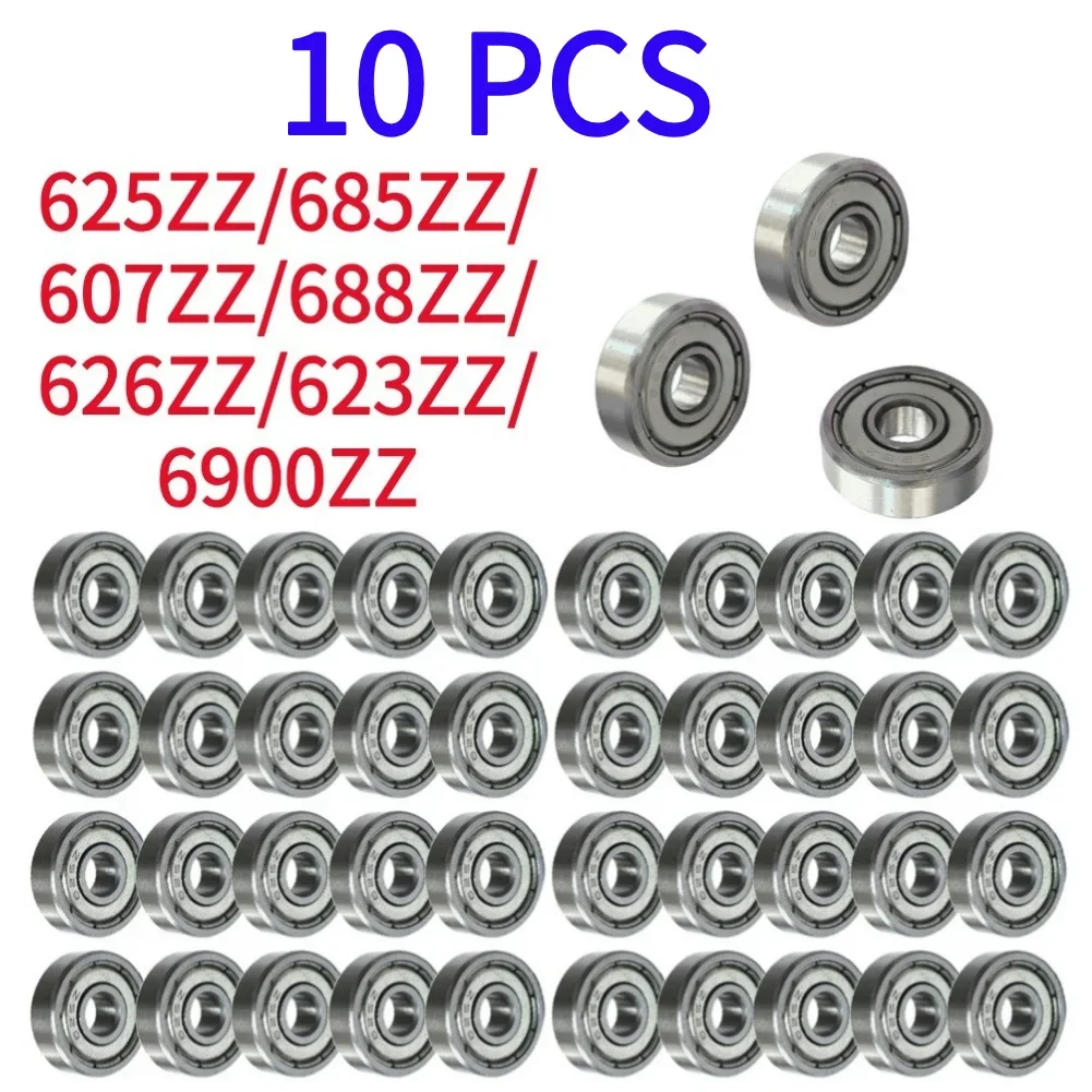 10Pcs Miniature Ball Bearing 626zz 688zz 625ZZ Pulley Linear Bearing Deep Groove Carbon Steel  Bearing for Skateboard Scooter