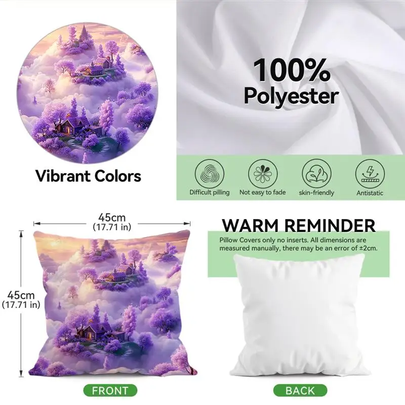 خمر الأرجواني الخزامى سلسلة الطباعة رمي وسادة غطاء الوسادة مقعد سيارة ديكور المنزل أريكة سرير المخدة الزخرفية 45x45cm #3