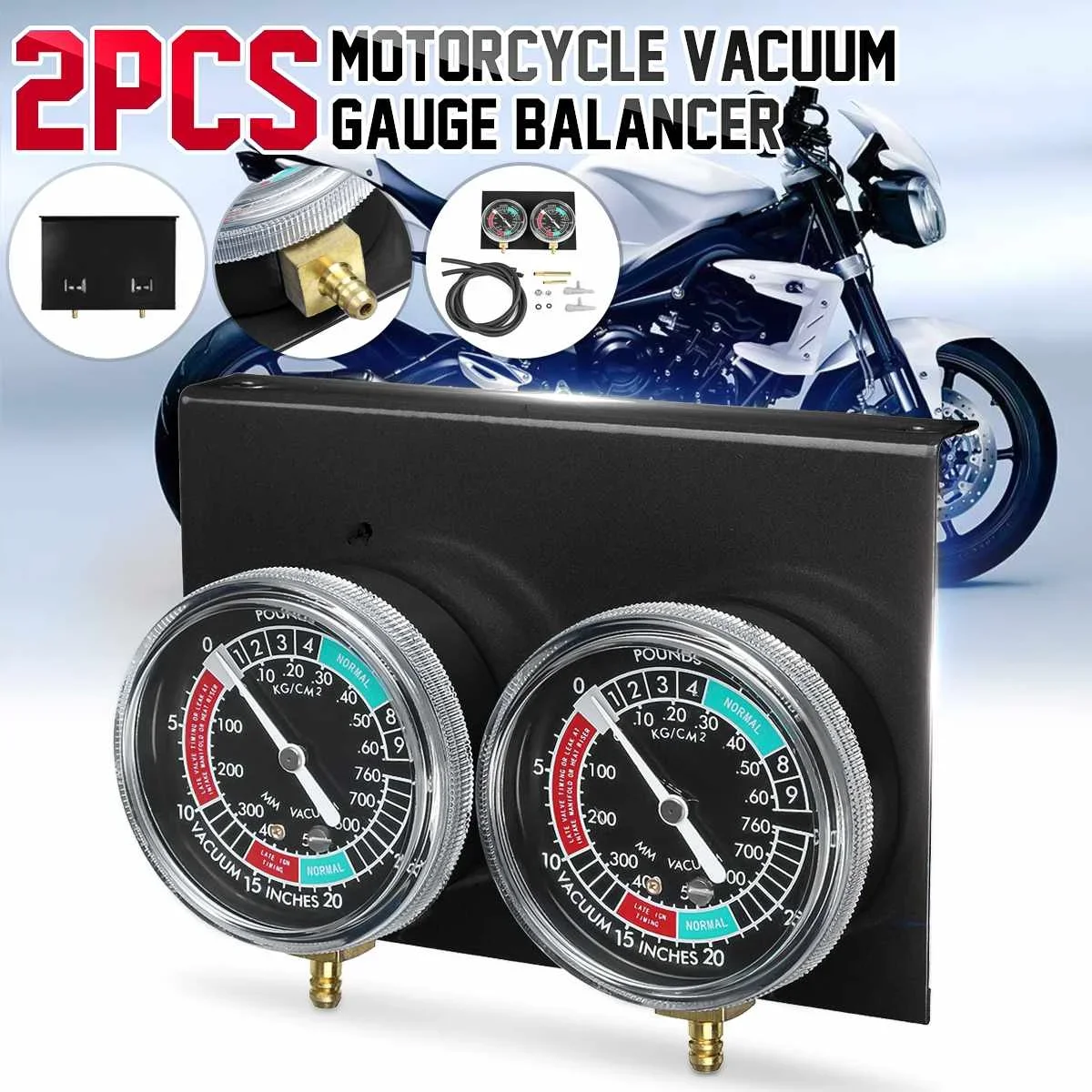 

Universal Motorcycle Carb Carburetor Fuel Vacuum Balancer Gauge Sync Gauges 2-Carb Fuel Supply System