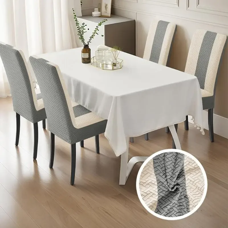 Jacquard Elastic Cover With 150% Stretch Capacity Striped Geometric Pattern Easy Maintenance 87HA