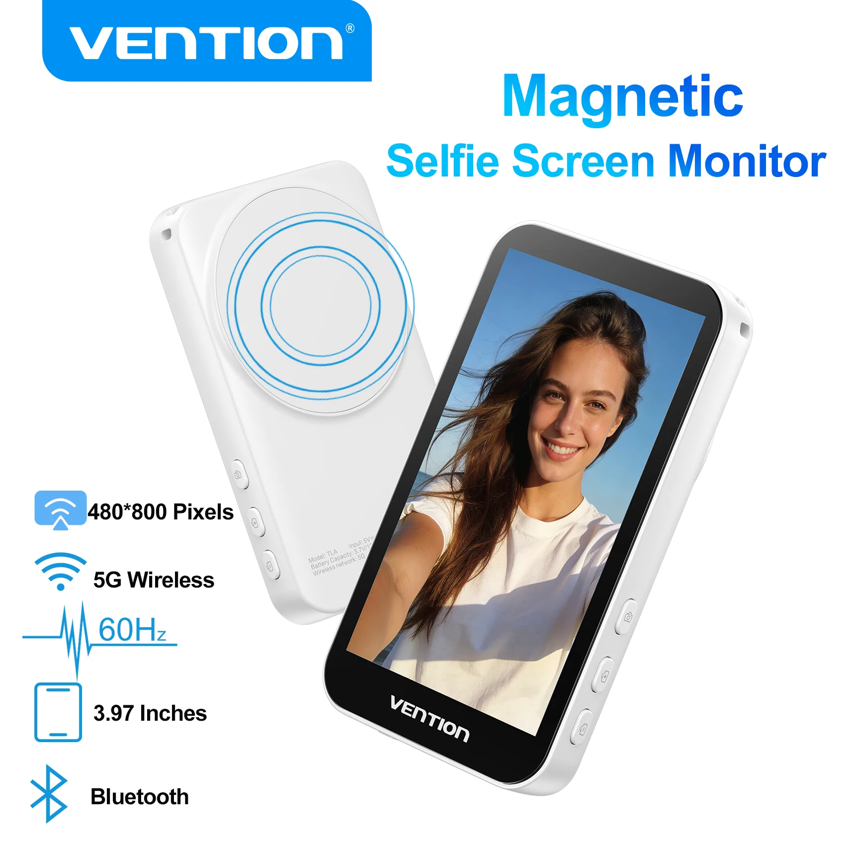 

Магнитный монитор Vention для селфи и видеоблогов, беспроводной монитор для телефона, внешняя камера для прямых трансляций для iPhone 17, 16, Huawei Mate 80, Samsung S24