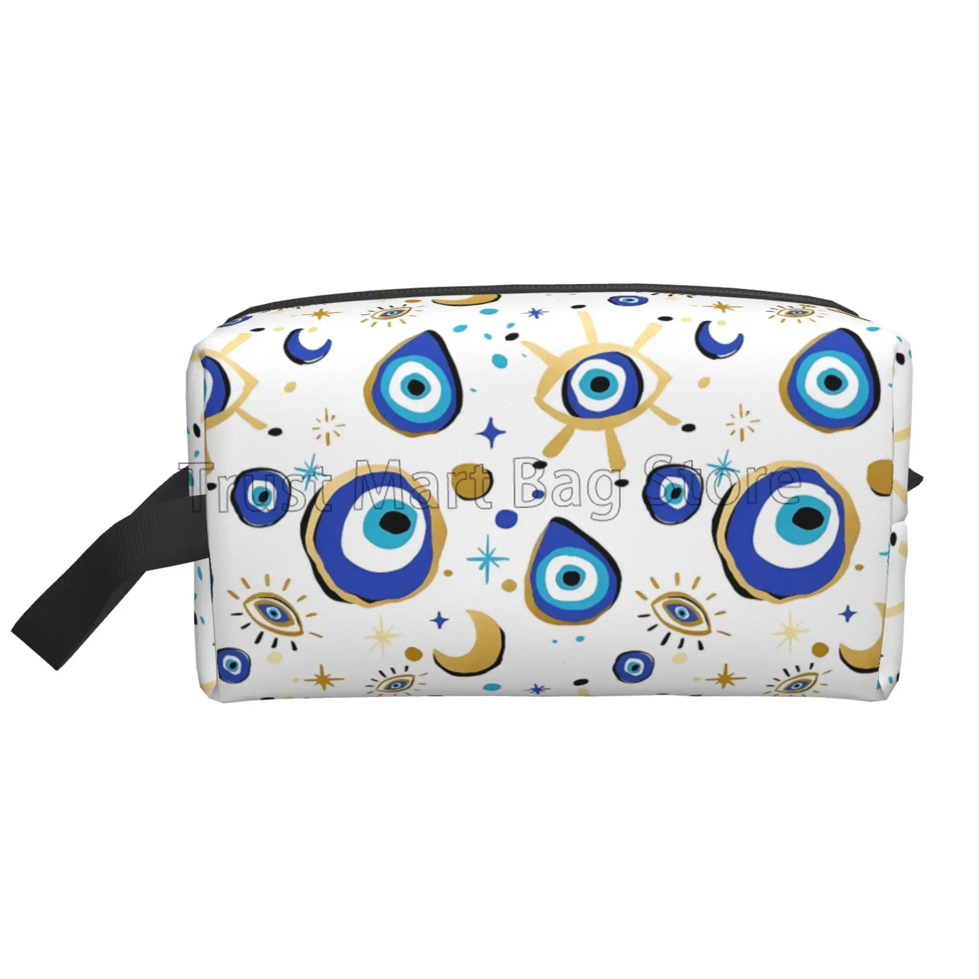 Abstract Evil Eye Print Cosmetic Bag for Women Waterproof Large Capacity Travel Makeup Bag Toiletry Accessories Organizer