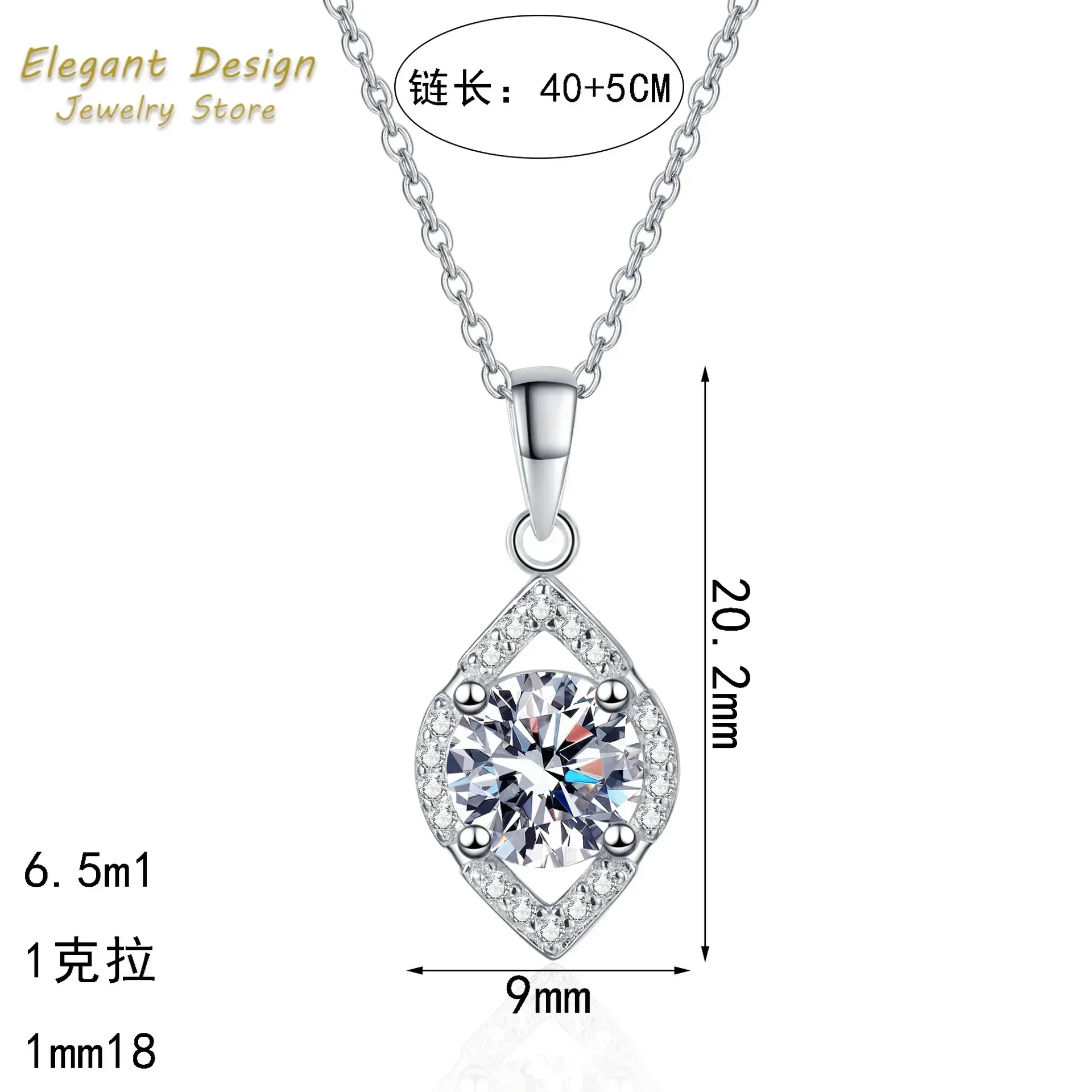 High Quality Women's Water-drop Hollow 1ct Moissanite Pendant Collarbone Chain Platinum Pt950 Diamond Necklace Fine Jewelry