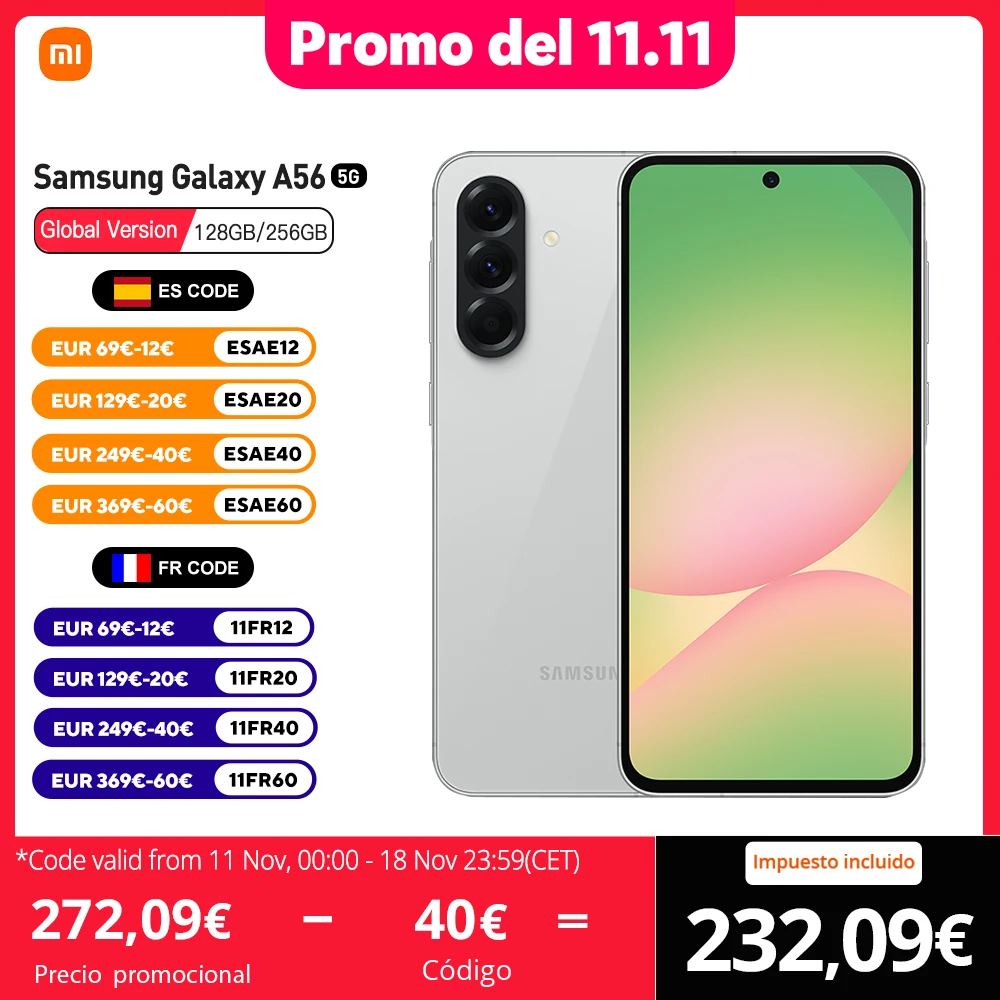 Samsung Galaxy A56 5G Smartphone Version Moyen-Orient, Exynos 1580, écran Super AMOLED 6,7 Samsung Galaxy A56 5G Smartphone Version Moyen-Orient, Exynos 1580, écran Super AMOLED 6,7