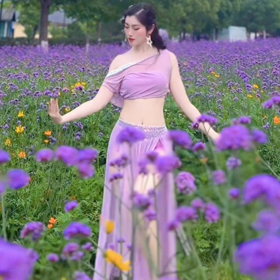 2025 nova roupa de dança do ventre para mulheres high end lantejoulas malha conjunto adulto dança oriental sexy temperamento trajes desempenho