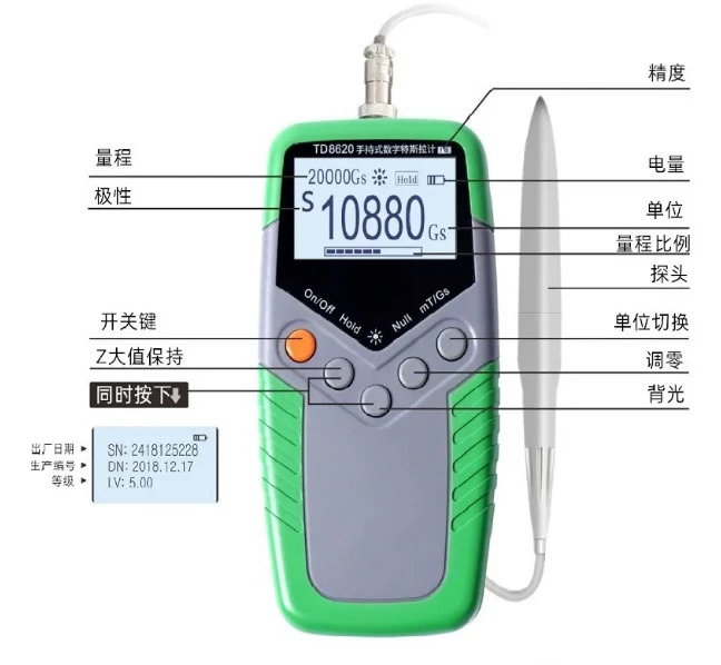 Magnetometer TD8620 Handheld Digital Magnetometer Magnetic Field Detector Magnetometer