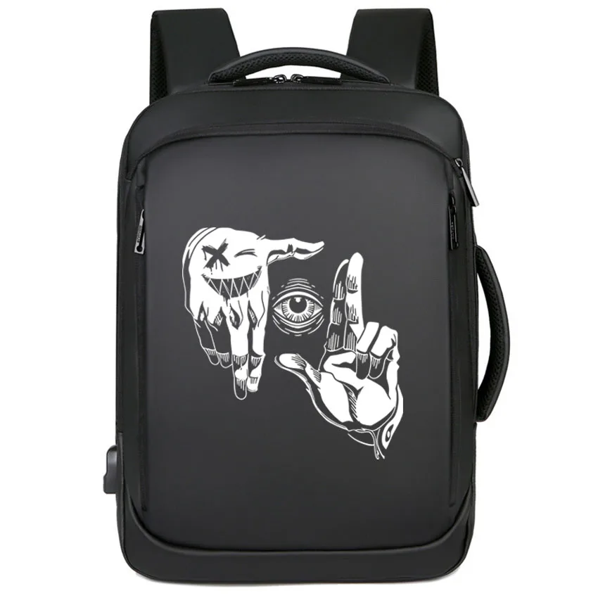 

Мужской рюкзак для ноутбука, женский школьный рюкзак, мужская дорожная сумка, жестые глаза, бизнес-рюкзак с зарядкой через USB для мальчиков и девочек