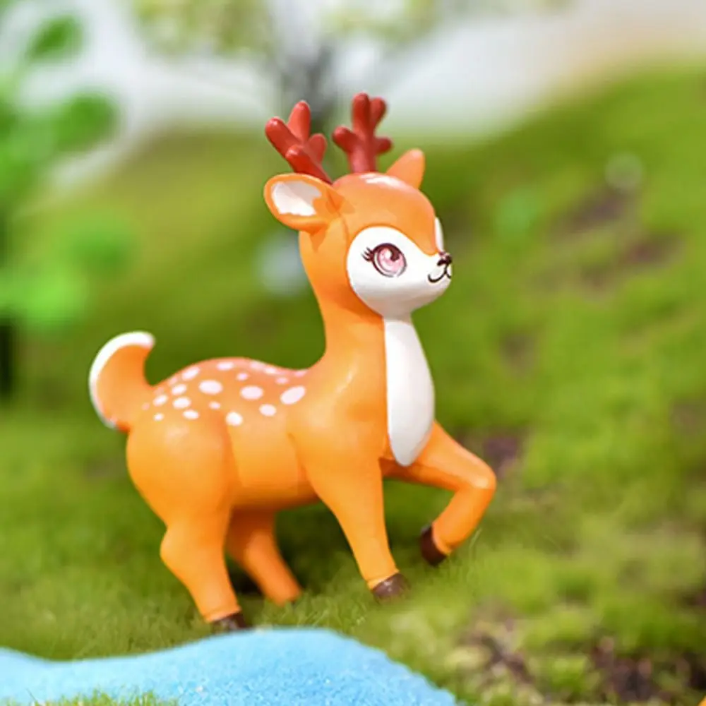 Artificial Mini Sika Deer Giraffe Cartoon Animal Figurine Baking Cake Topper Moss Terrariums Fairy Garden Dollhouse Home Decor