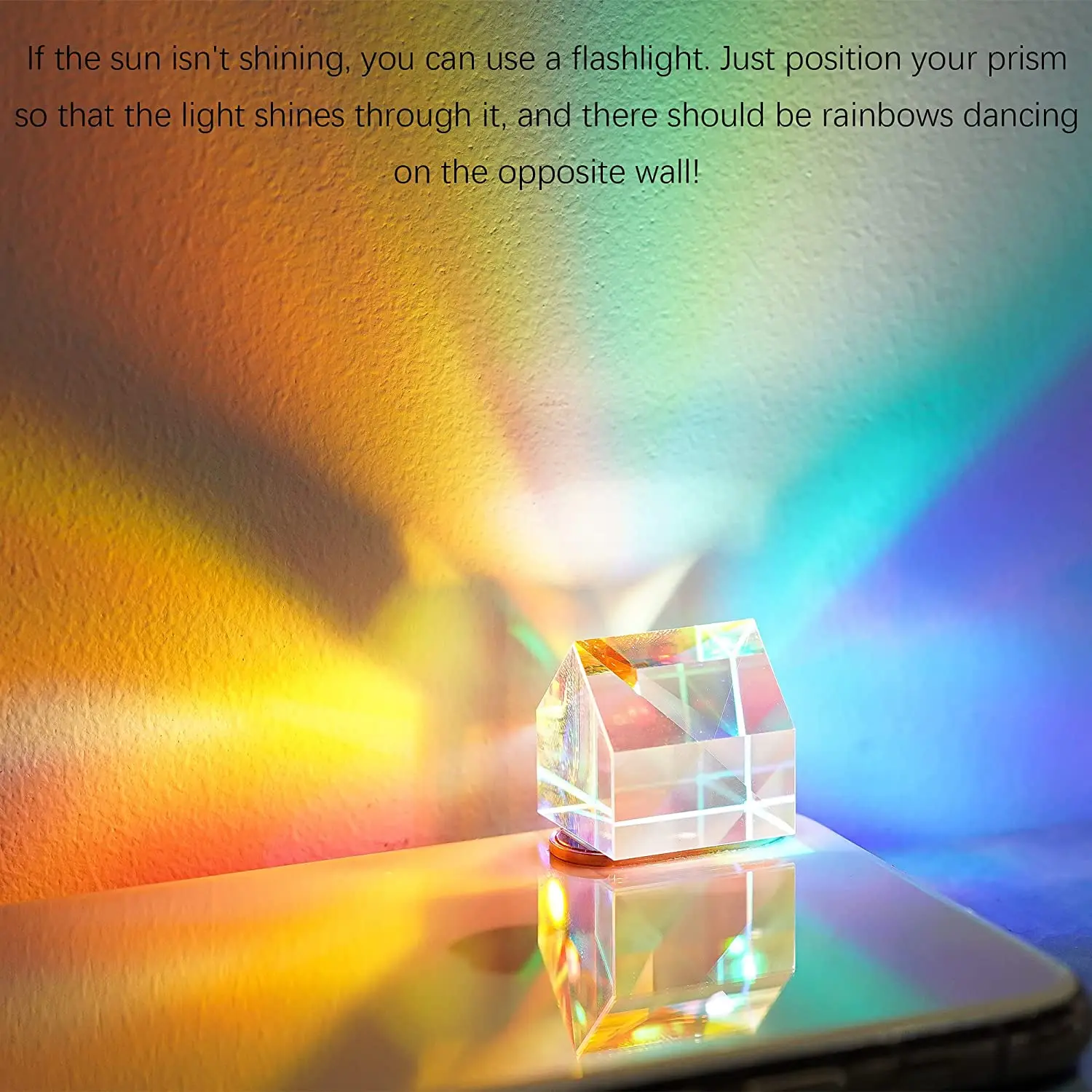 H&D Color Cube Prism 20mm K9 Optical Crystal Glass Polyhedron RGB Dispersion Prism for Physics,Photography,Desktop Decoration