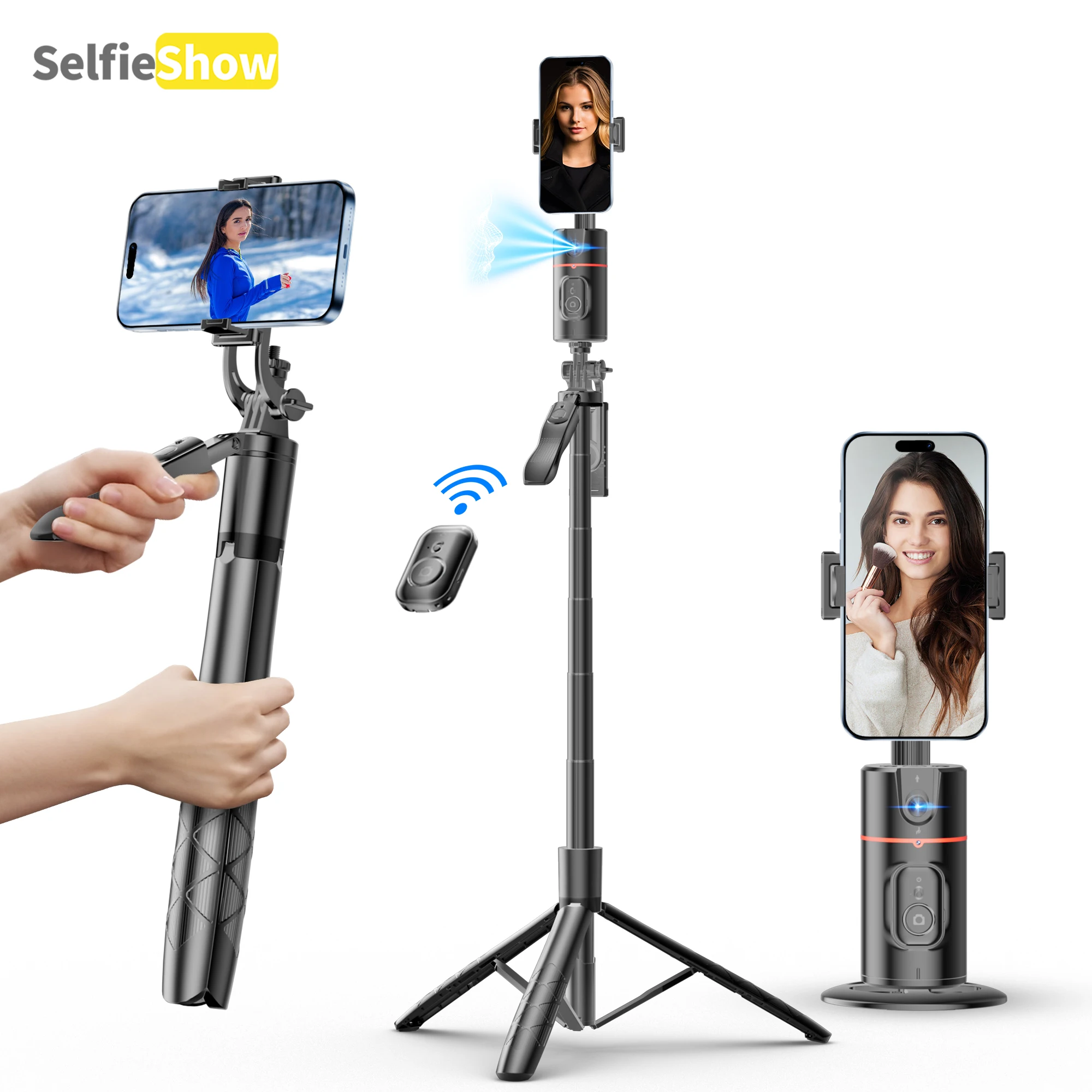 

P02 Gimbal 360 Rotation AI Automatic Tracking Shooting Stabilizer Detachable Phone Clip Mini Selfie Stick Phone Holder