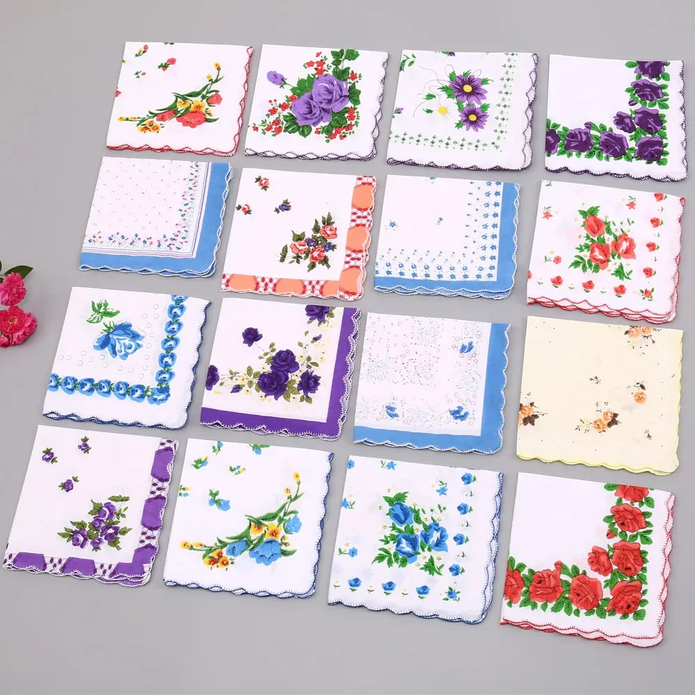 5 Pack 11X11In Women's Pure Cotton Handkerchief, Retro Floral Square Handkerchief, Women's Portable Flap Pocket Pants Square