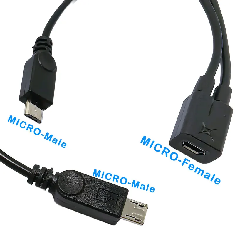 Micro USB 2.0 Y Splitter USB 1 Female to 2 Male Data Charge Extension Cord for Nokia Toshiba high quality Cable
