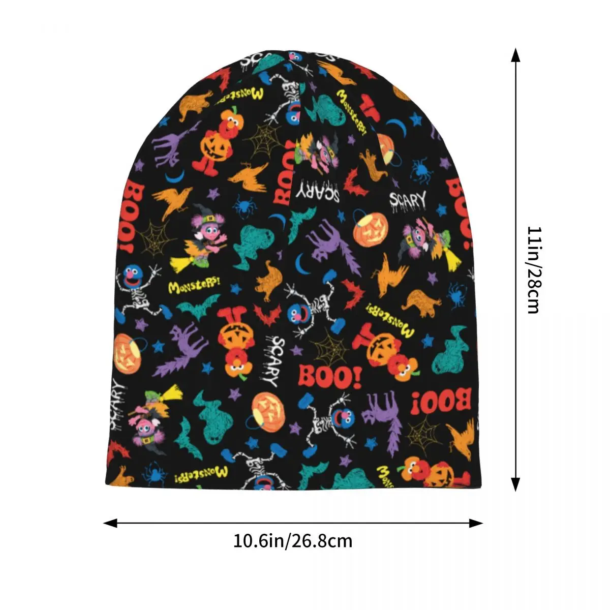 Sesame Street Cute Halloween Pattern Bonnet Hats Cool Outdoor Skullies Beanies Hat for Men Women Warm Dual-use Cap