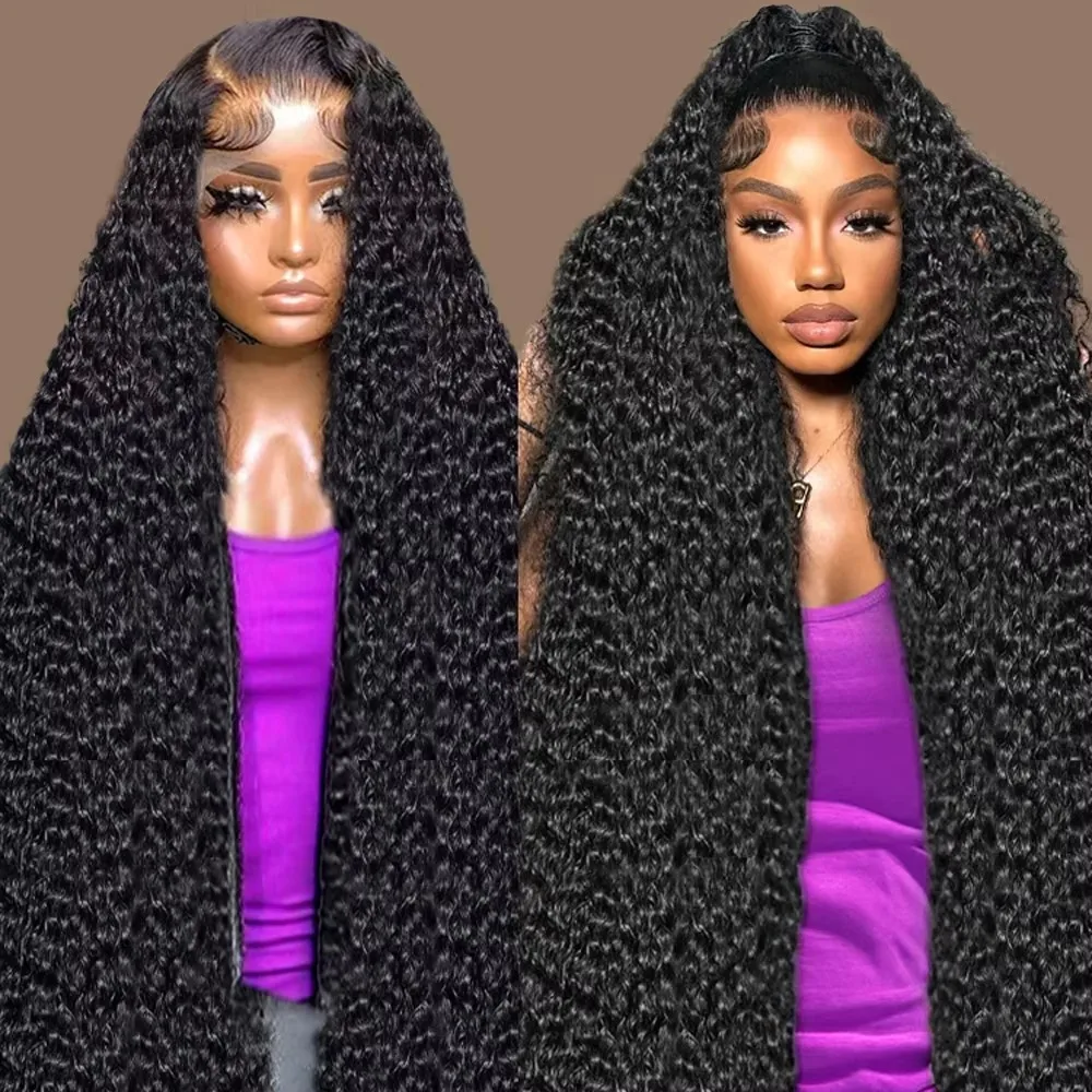 30 34 38 Inch 200 Density 13x6 HD Lace Frontal Deep Wave Human Hair Wig 13x4 HD Transparent Curly Lace Frontal Wigs For Women